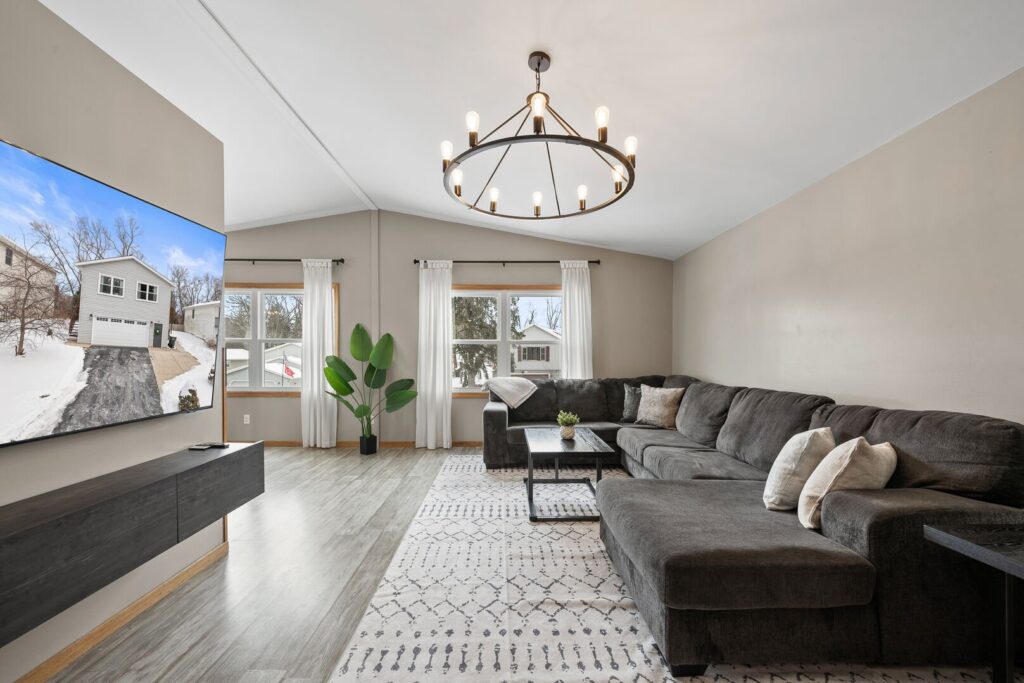 Sectional seating area in a furnished monthly rental